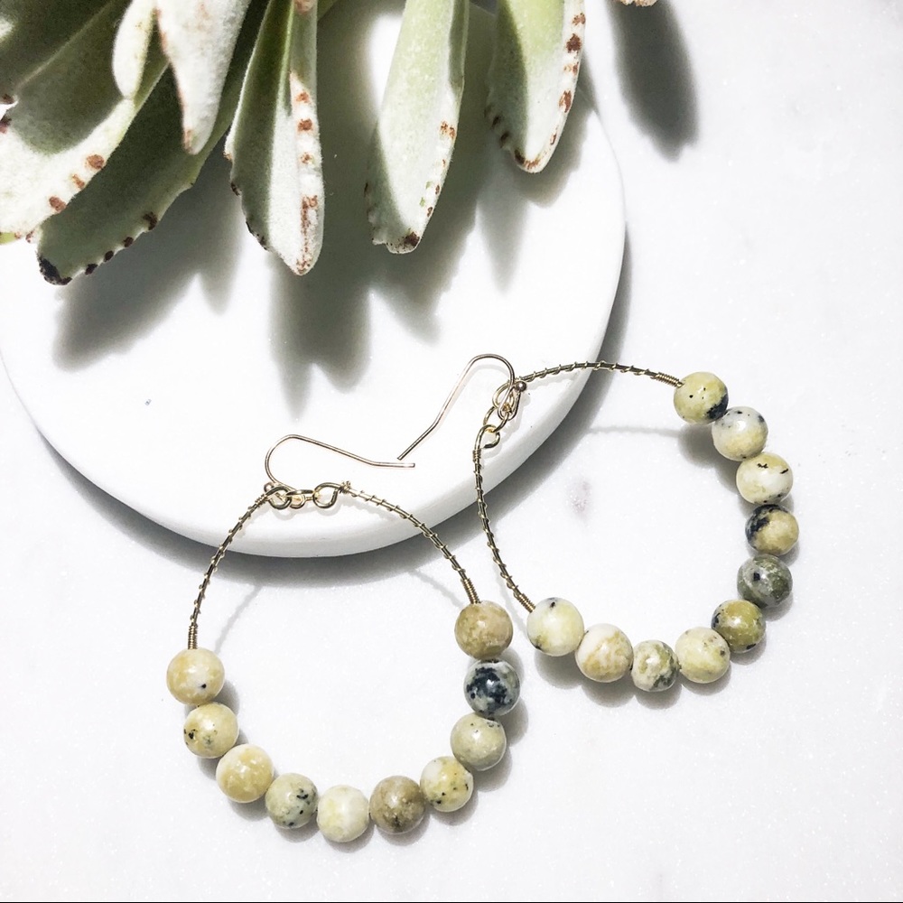 JUST IN✨Natural Semi-Precious Beads Hoop Earrings